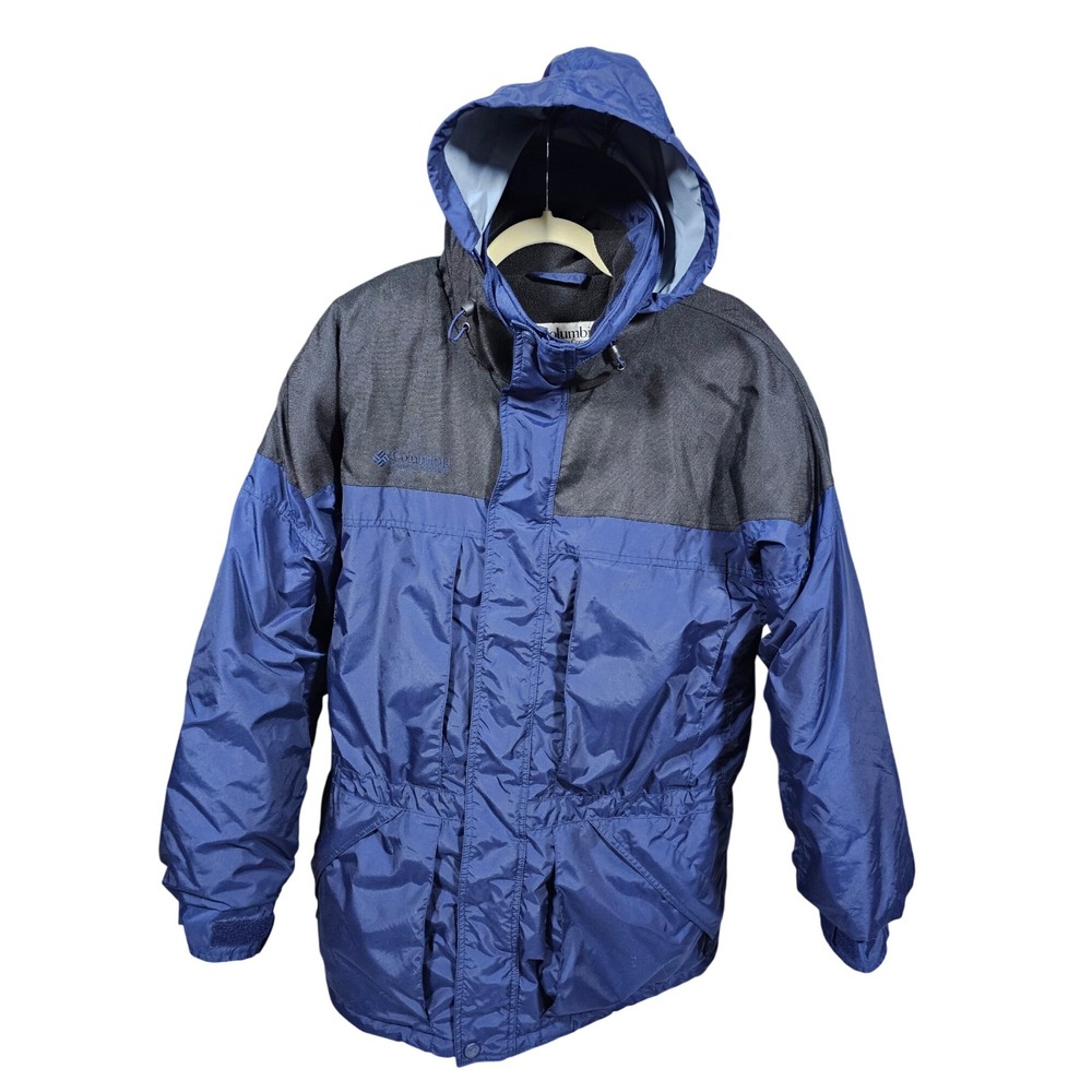 Columbia Sportswear Men's M Blue Black Hooded Ski Winter Jacket Parka F2 SM 5007